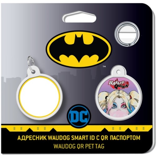Адресник для тварин WAUDOG Smart ID з QR паспортом "Харлі Квін", круг 25 мм (0625-1001ru-eng)