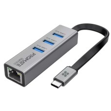 Концентратор Promate USB Hub 4 ports gigahub-c.grey (gigahub-c.grey)