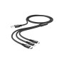 Дата кабель USB 2.0 AM to Lightning + Micro 5P + USB-C 1.0m 2A X14 black HOCO (6931474719157)