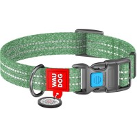 Нашийник для тварин WAUDOG Re-cotton з QR паспортом світловідбивний Ш 20 мм Д 28-40 см зелений (028818)