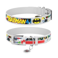 Нашийник для тварин WAUDOG Design з QR-паспортом "Бетмен 1" Ш 20 мм Д 29-38 см білий (0020-1003-15)