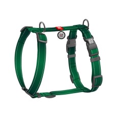 Шлея для собак WAUDOG Nylon Mono H-подібна з QR паспортом, світловідбивна, S зелена (545618)