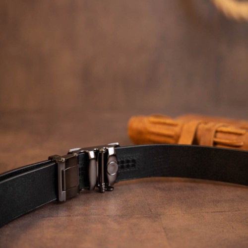 Ремінь Vintage Чоловічий з пряжкою автомат Чорний (20355)