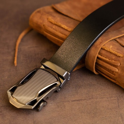 Ремінь Vintage Чоловічий з пряжкою автомат Чорний (20355)