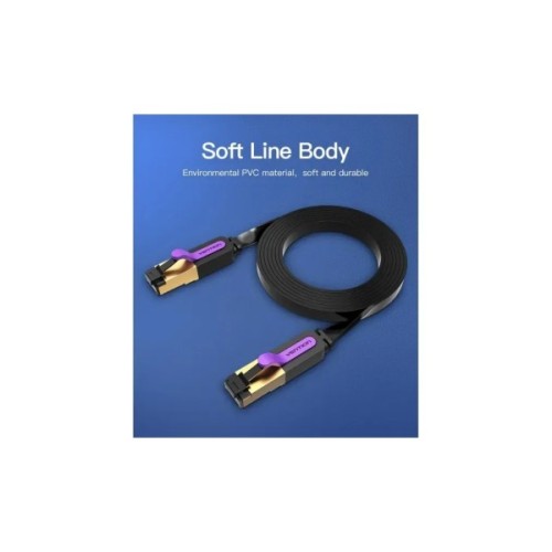 Патч-корд 3м, FTP cat 7 RJ-45 black Vention (ICABI)