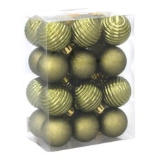Ялинкова іграшка Chomik пластикові кульки компл. 24 шт, 3см, оливкові (5900779877153_2)