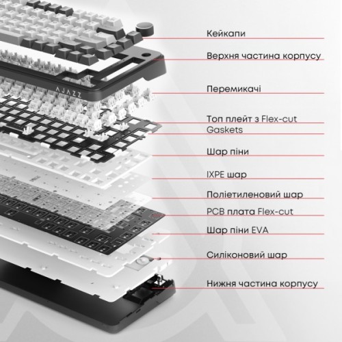 Клавіатура Ajazz AK820 Red Switch USB-C UA White (AK820-R-W)