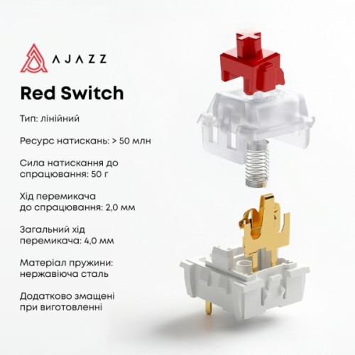 Клавіатура Ajazz AK820 Red Switch USB-C UA White (AK820-R-W)