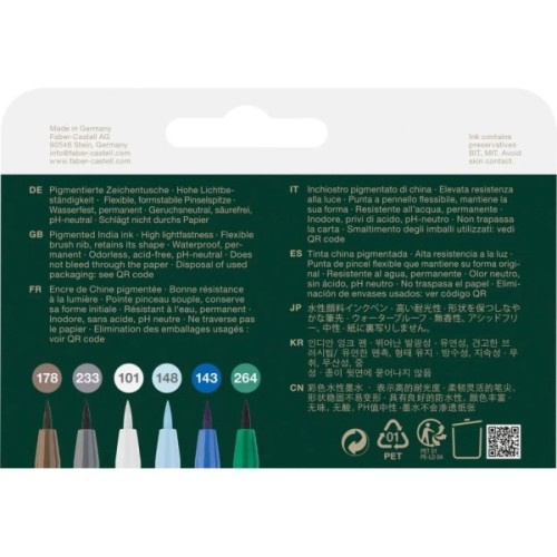 Лайнер Faber-Castell набір капілярних ручок пензликів PITT Artist Pens Brush Winterlude, 6 кольорів (32106)