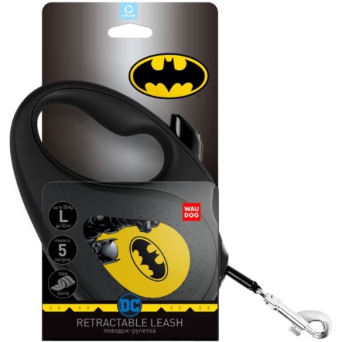 Повідець для собак WAUDOG R-leash Бетмен Жовтий світловідбиваюча стрічка L 5 м (8126-1002-01)