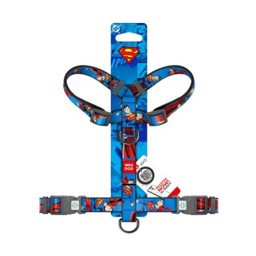 Шлея для собак WAUDOG Nylon H-подібна з QR-паспортом "Сила Супермена", пластиковий фастекс L (345-1079)