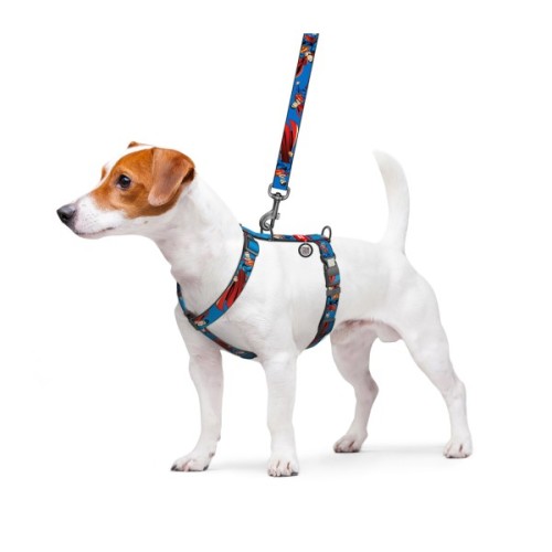 Шлея для собак WAUDOG Nylon H-подібна з QR-паспортом "Сила Супермена", пластиковий фастекс L (345-1079)