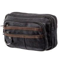 Сумка Vintage Бананка текстильна на пояс Чорна (20159)