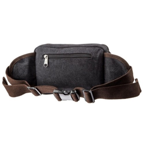 Сумка Vintage Бананка текстильна на пояс Чорна (20159)