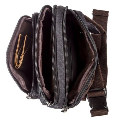 Сумка Vintage Бананка текстильна на пояс Чорна (20159)