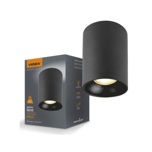 Світильник точковий Videx під лампу GU10 накладний Чорний (VL-SPF14A-B)