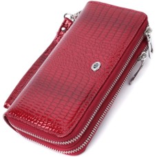 Гаманець ST Leather З лакованої натуральної шкіри Червоний (22692)