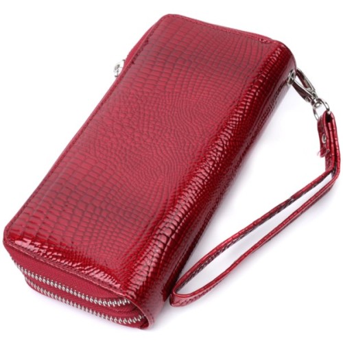 Гаманець ST Leather З лакованої натуральної шкіри Червоний (22692)