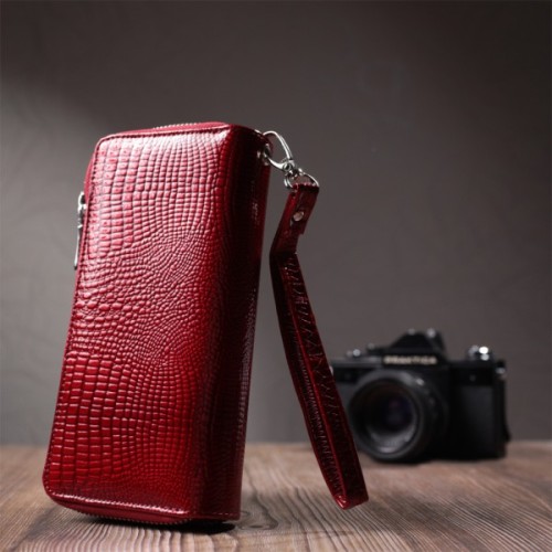 Гаманець ST Leather З лакованої натуральної шкіри Червоний (22692)