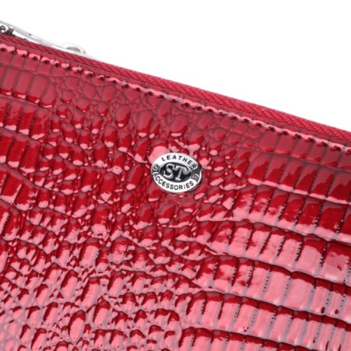 Гаманець ST Leather З лакованої натуральної шкіри Червоний (22692)
