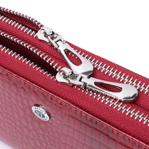 Гаманець ST Leather З лакованої натуральної шкіри Червоний (22692)