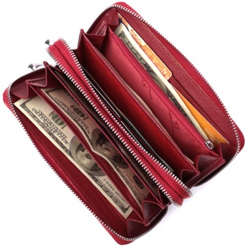 Гаманець ST Leather З лакованої натуральної шкіри Червоний (22692)