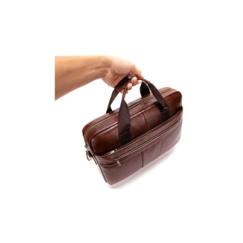 Сумка Vintage Чоловіча з зернистої шкіри Коричнева (14836)