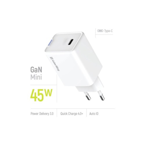 Зарядний пристрій ColorWay GaN Mini 45W PD Port PPS USB-C white (CW-CHS057PD-WT)