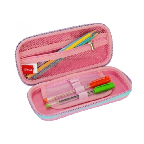 Пенал Cool For School з тисненням 1 відділення Фуксія (QT-5616-Rosered)