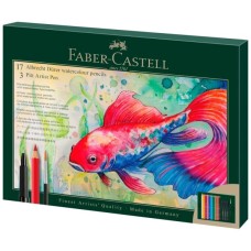 Олівці кольорові Faber-Castell AlbrechtDrer17 кольорів з аксесуарамив картонній подарунковій коробці (217552) (33027)