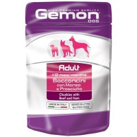 Вологий корм для собак Gemon Dog Wet Adult шматочки з яловичиною та шинкою 100 г (8009470300605)