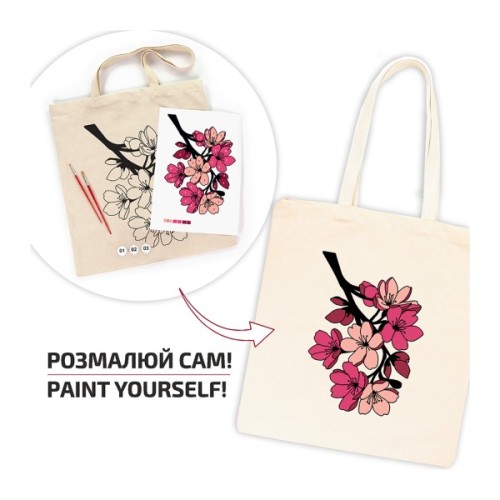 Набір для творчості Rosa Talent екосумка-розмальовка, Flowers, 38х42 см (4823098544623)