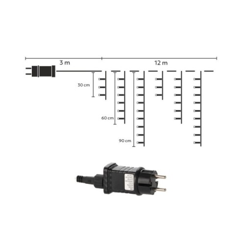 Гірлянда Chomik Бахрома 300 LED 12 м, холодний білий, IP44, від мережі (5900779879850)