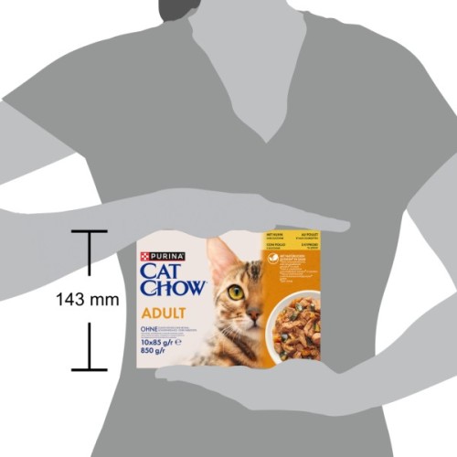 Вологий корм для кішок Purina Cat Chow Adult з куркою та цукіні 85 гх10 шт (7613036596879)