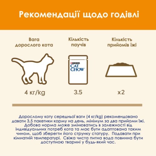 Вологий корм для кішок Purina Cat Chow Adult з куркою та цукіні 85 гх10 шт (7613036596879)