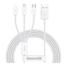 Дата кабель USB 2.0 AM to Lightning + Micro 5P + USB-C 1.5m 3.5A white Baseus (CAMLTYS-02)