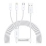 Дата кабель USB 2.0 AM to Lightning + Micro 5P + USB-C 1.5m 3.5A white Baseus (CAMLTYS-02)