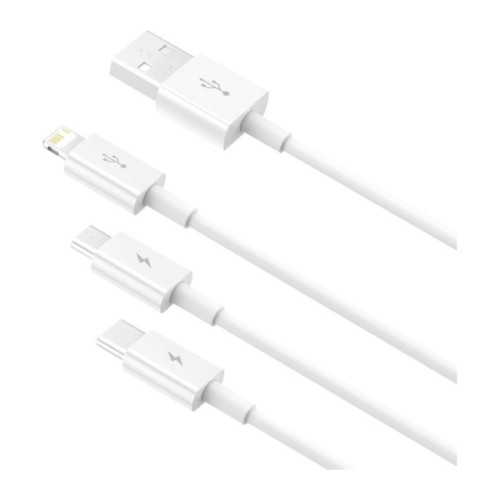 Дата кабель USB 2.0 AM to Lightning + Micro 5P + USB-C 1.5m 3.5A white Baseus (CAMLTYS-02)