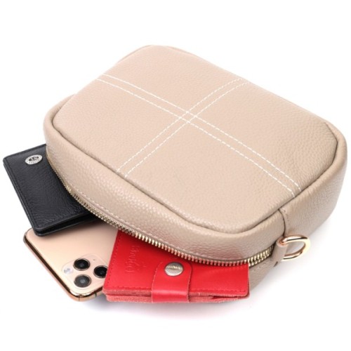 Сумка Vintage З натуральної м'якої шкіри Бежева (22318)