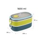 Ланч-бокс Kite подвійний з наповненням 1600 мл, синій (K25-1181-2)