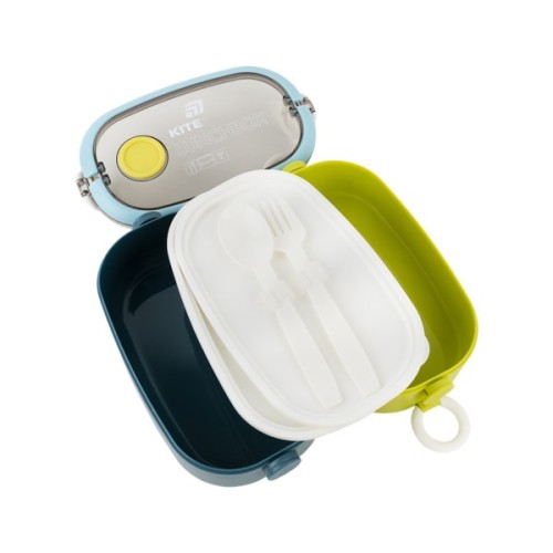 Ланч-бокс Kite подвійний з наповненням 1600 мл, синій (K25-1181-2)