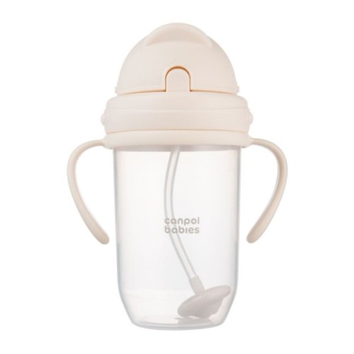 Поїльник-непроливайка Canpol babies з трубочкою і обтяжувачем, 270 мл, кремова (56/623_cre)