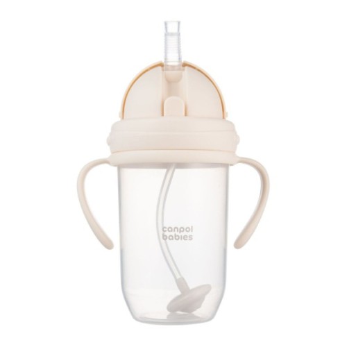 Поїльник-непроливайка Canpol babies з трубочкою і обтяжувачем, 270 мл, кремова (56/623_cre)