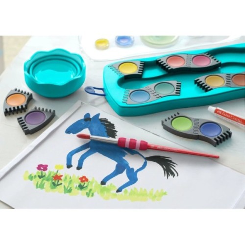 Акварельні фарби Faber-Castell CONNECTOR "Скріплюй разом" 12 кольорів з кроючими білилами (32096)