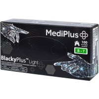 Медичні рукавички MediPlus BlackyPlus Light Нітрилові оглядові нестерильні неприпудрені Чорні Розмір S 100 шт. (6933265560139)