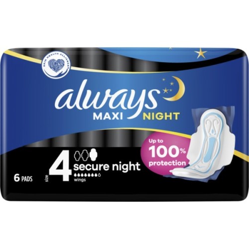 Гігієнічні прокладки Always Maxi Secure Night Розмір 4 6 шт. (8006540538258)