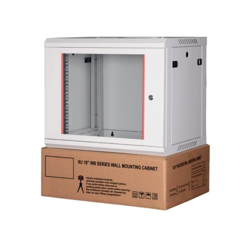 Шафа настінна Lande 9U 19" 600x600 ProlineB (LN-WB-09U6060-LG-F)