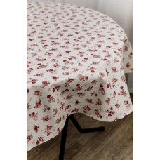 Скатертина Прованс непромокаюча Simfoni Червоні трояндочки на натюрель D-136 см (033609)