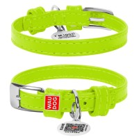 Нашийник для тварин WAUDOG Glamour з QR паспортом без прикрас L Ш 35 мм салатовий (33225)