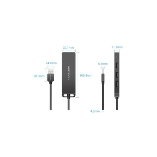 Концентратор Vention USB 2.0 to 4xUSB 2.0 black (CHMBB)